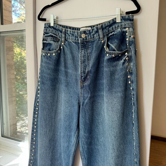 Reformation Cary High Rise Slouchy Wide Leg Jeans Studded Denim Chesapeake 30 - Picture 6 of 12